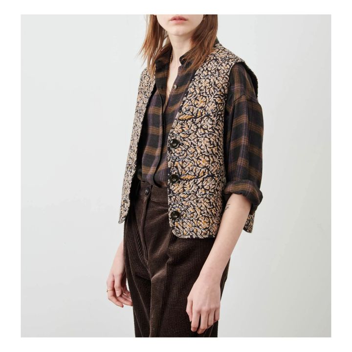 Charlestine Textured Cotton Reversible Jacket | Schwarz- Produktbild Nr. 4