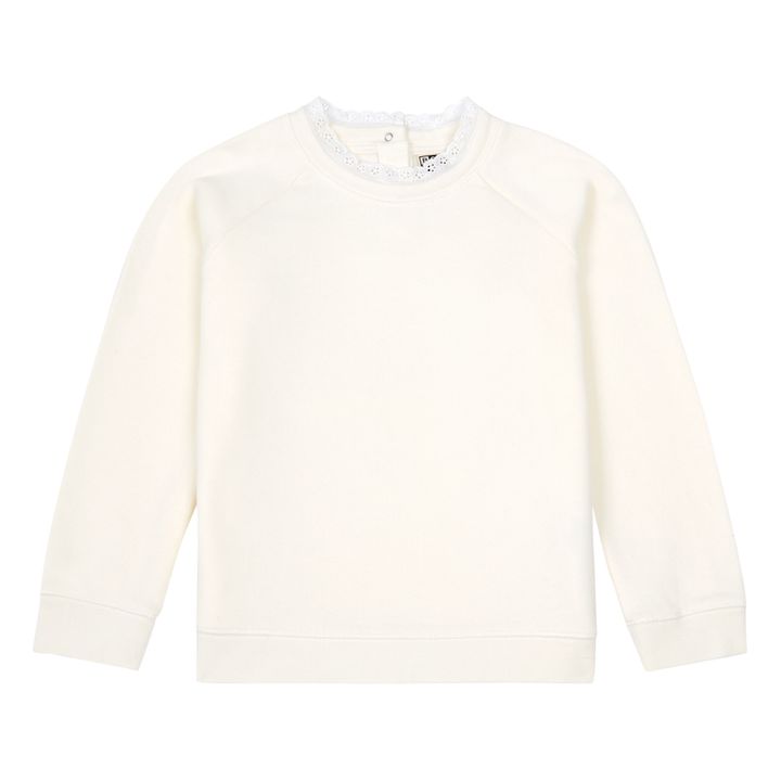 Tilia Organic Cotton Lace Collar Sweatshirt | Ecru- Immagine del prodotto n°0