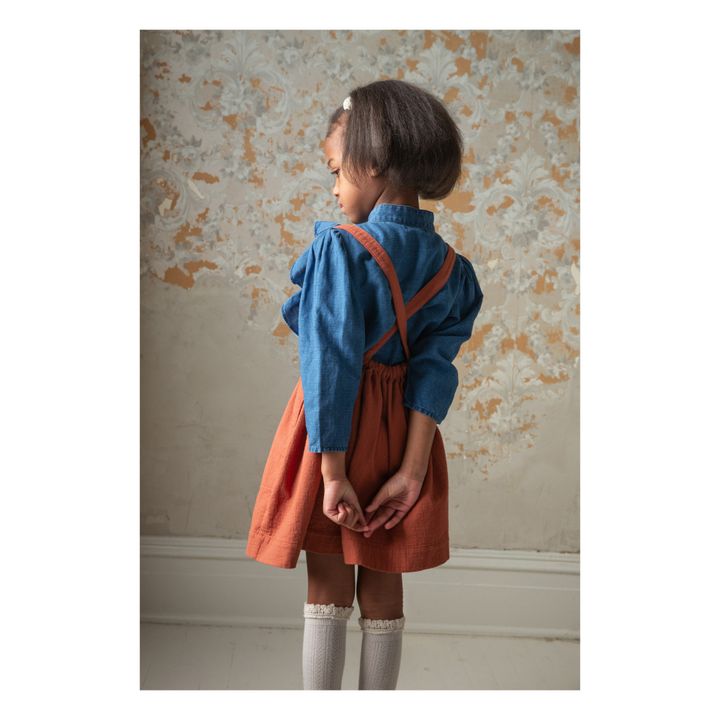Mavis Organic Cotton Muslin Suspender Skirt | Terracotta- Product image n°4