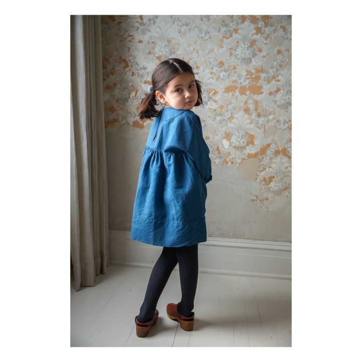 Millie Cotton and Linen Dress | Indigo blue- Product image n°2