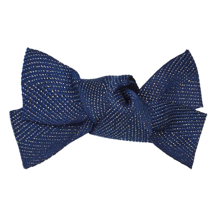 Barrette Noeud Lurex | Bleu marine- Image produit n°0