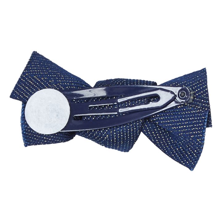 Barrette Noeud Lurex | Bleu marine- Image produit n°1