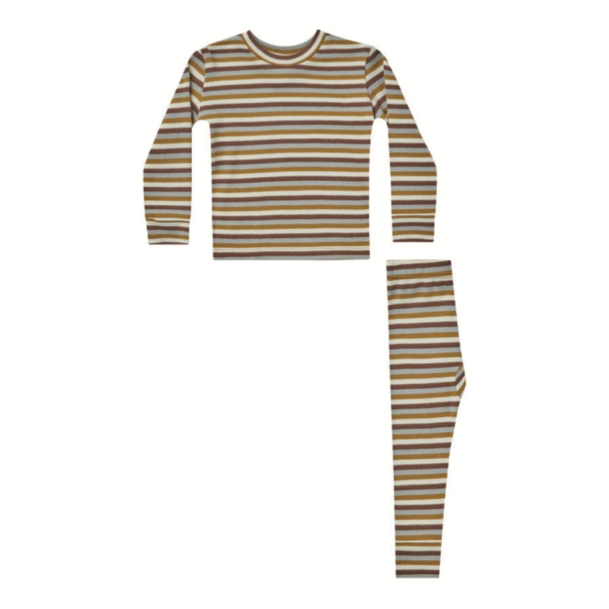 Striped Pyjama Top & Bottom Set | Marrón- Imagen del producto n°0