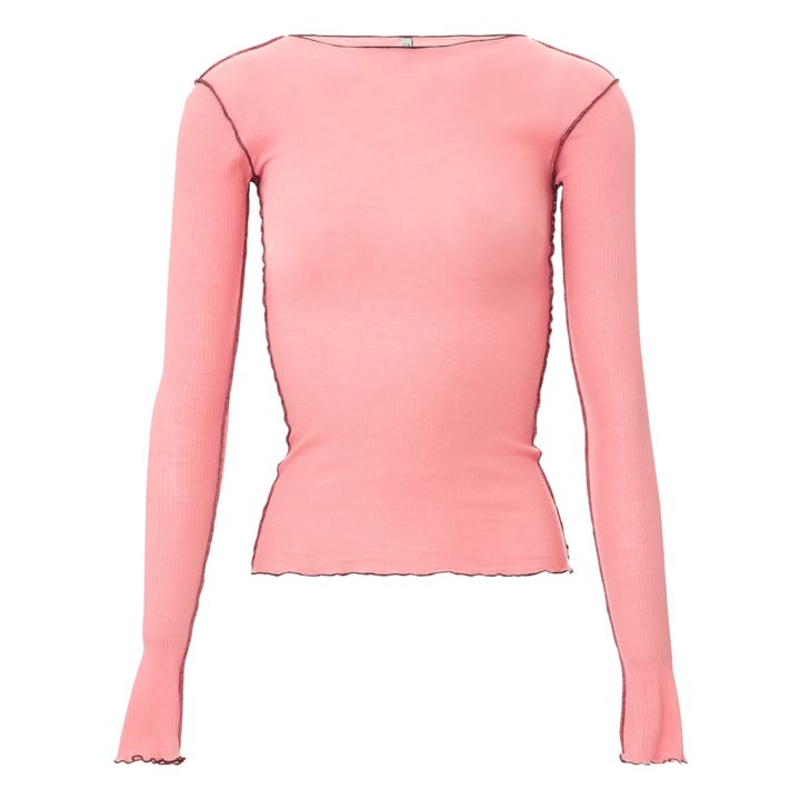 Vein Ribbed Organic Cotton T-shirt | Rosa- Imagen del producto n°0