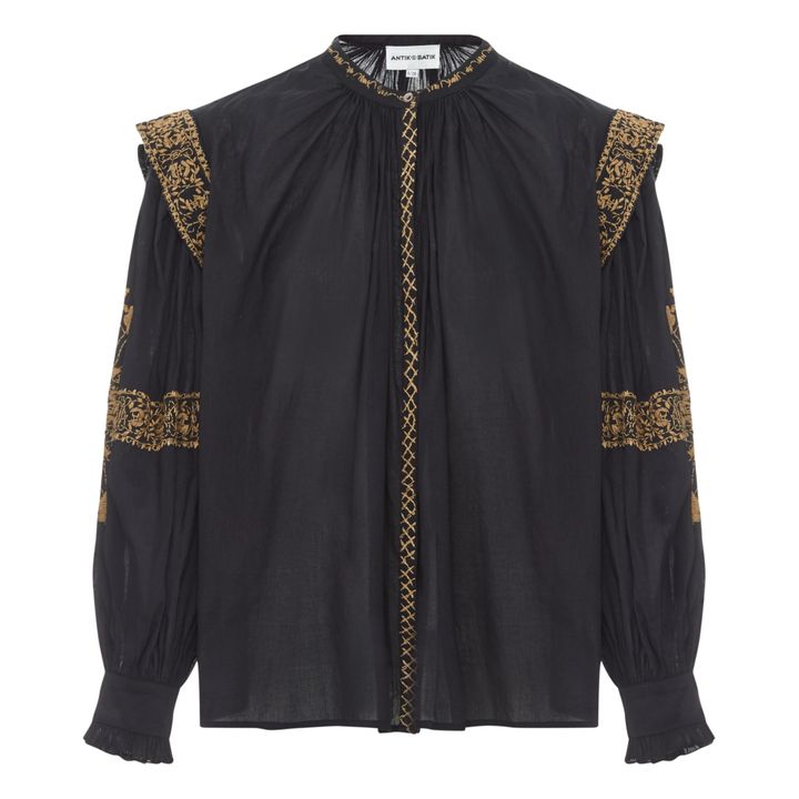 Alan Hand-Embroidered Blouse | Negro- Imagen del producto n°0