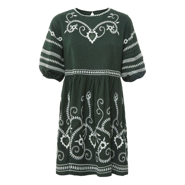 The Peninsula Striped Dress | Verde bosque- Imagen del producto n°0