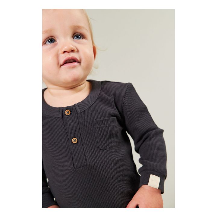 Organic Cotton Textured Bodysuit | Gris Antracita- Imagen del producto n°2