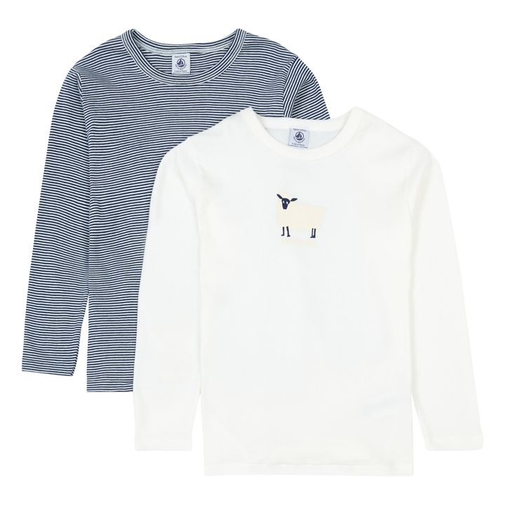 Lot 2 T-Shirts Manches Longues Coton Bio Blackmout | Blanc- Image produit n°0