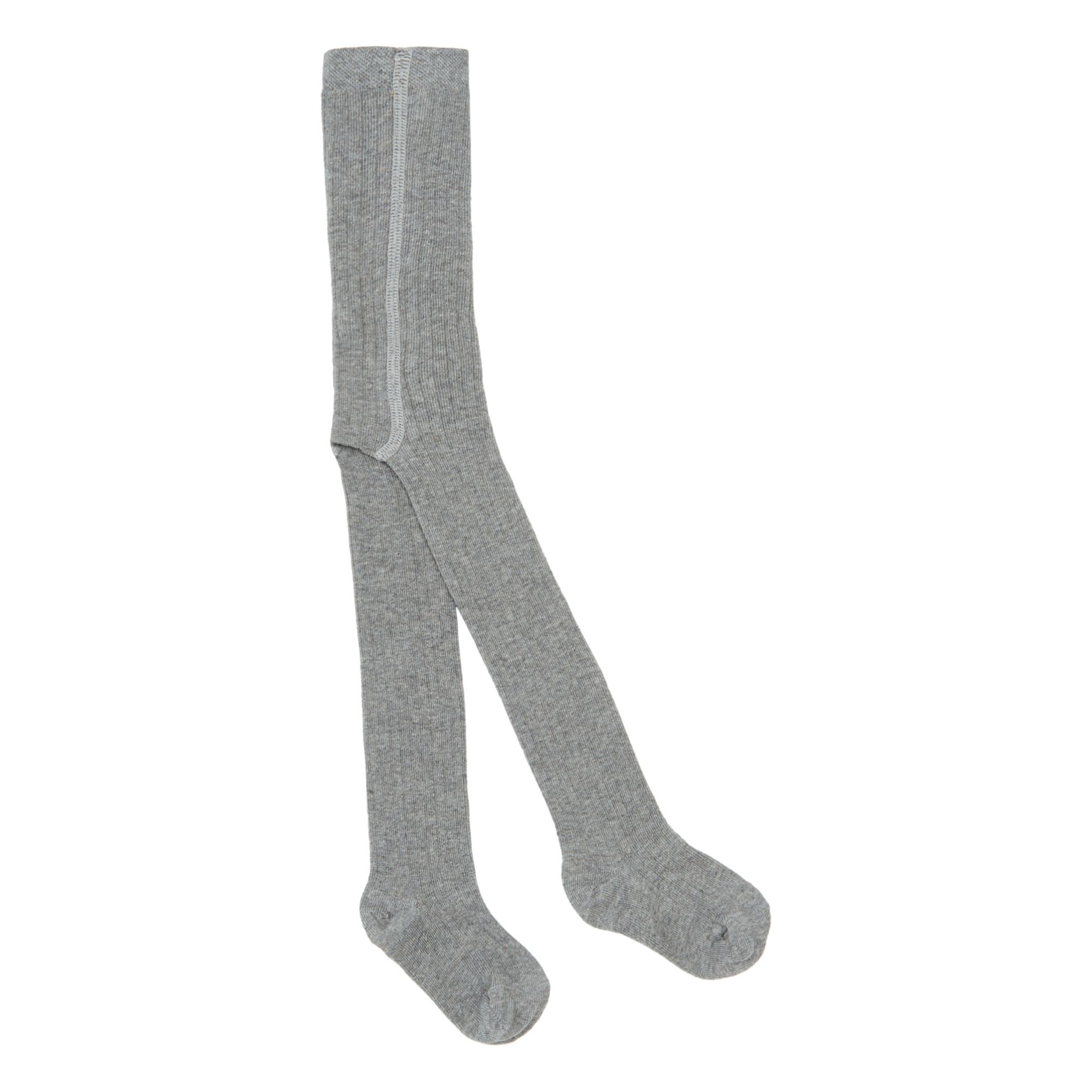 Organic Cotton Ribbed Tights | Gris- Imagen del producto n°0