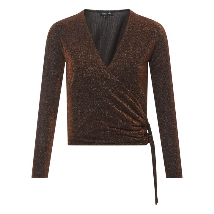 Wrap Over Drape Glitter Top | Braun- Produktbild Nr. 0