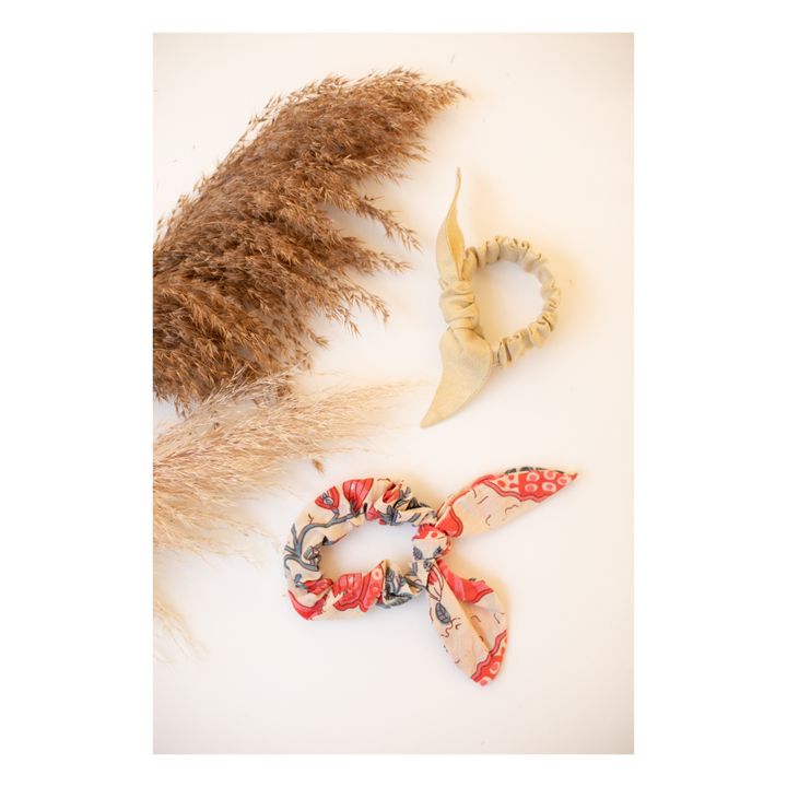 Chloe Organic Cotton Bow Scrunchie | Crudo- Imagen del producto n°3