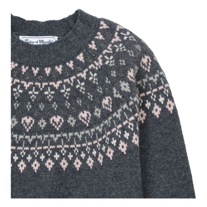 Jacquard Woollen Jumper | Charcoal grey- Product image n°1