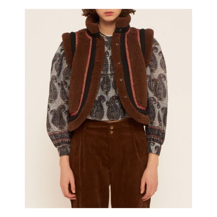 Sabli Detail Fur Vest | Marrón- Imagen del producto n°1