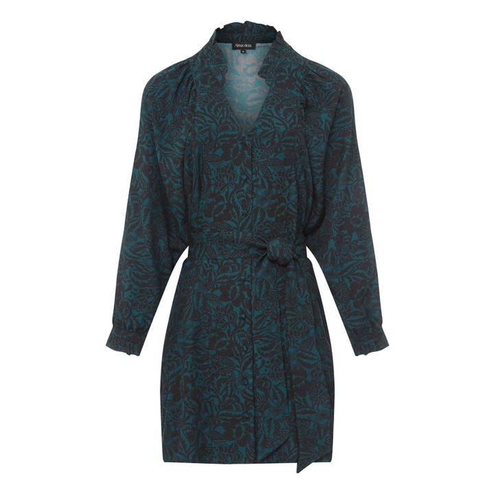 Short Printed Shirt Dress | Verde esmeralda- Imagen del producto n°0