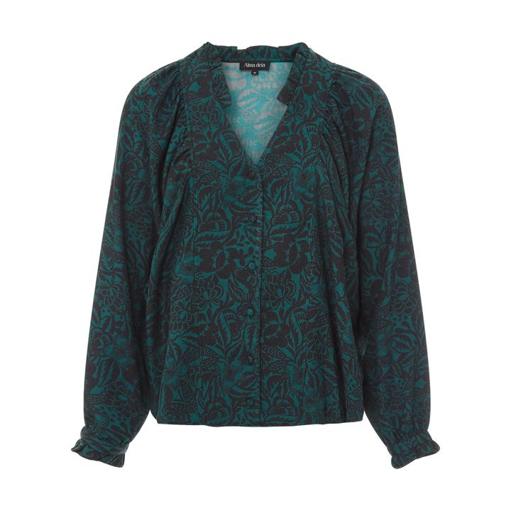 Printed Frill Shirt | Smaragdgrün- Produktbild Nr. 0
