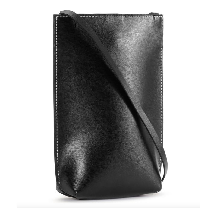 Small Banner Recycled Leather Phone Holder | Schwarz- Produktbild Nr. 1