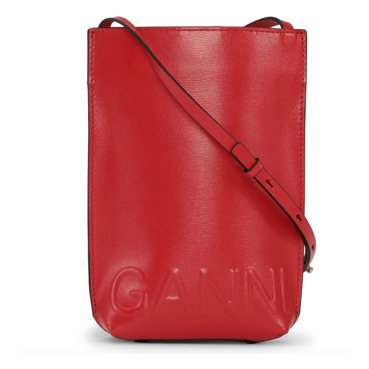 Small Banner Recycled Leather Phone Holder | Rosso ciliegia- Immagine del prodotto n°0