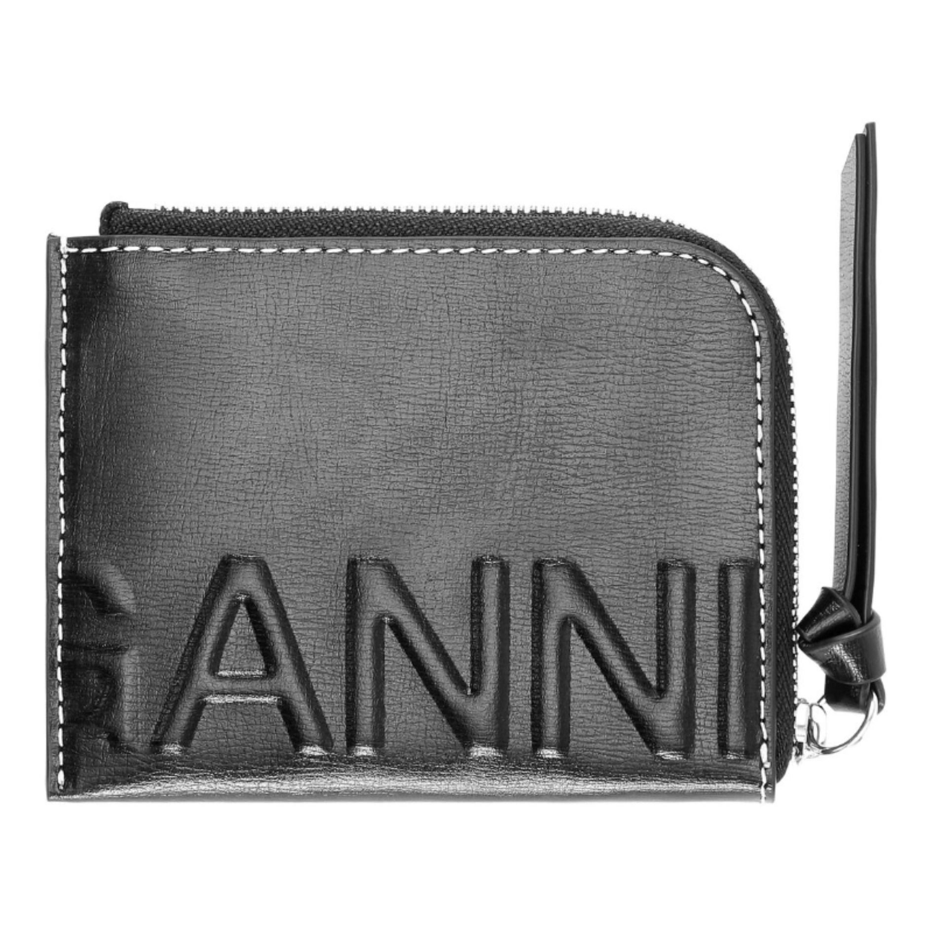 Recycled Leather Logo Zipped Card Case | Nero- Immagine del prodotto n°0