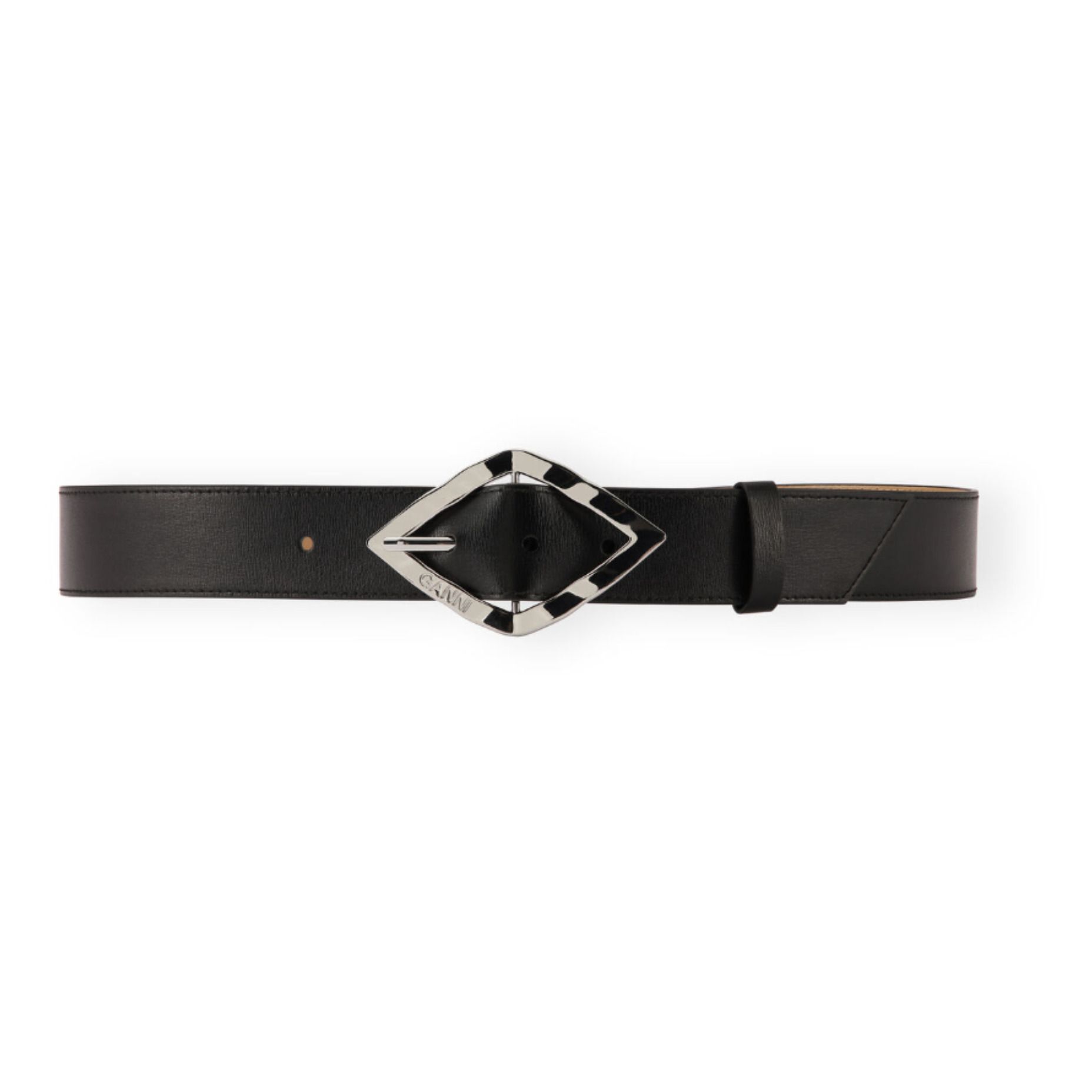 Diamond Recycled Leather Belt | Black- Product image n°0