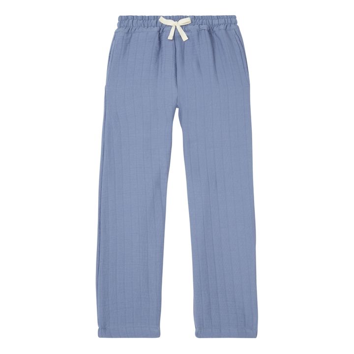 Pantalon Coton Bio Texturé Miguel | Bleu- Image produit n°0