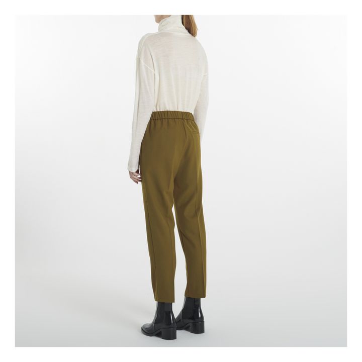 Woollen Elasticated Flowy Trousers | Marrone- Immagine del prodotto n°3
