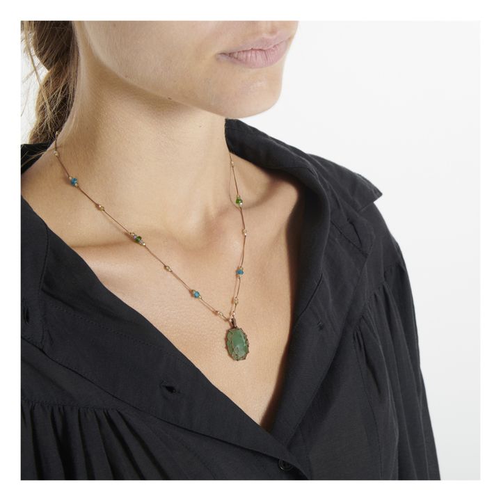 Collier Tibetan Court Vert Onyx | Tabac- Image produit n°1