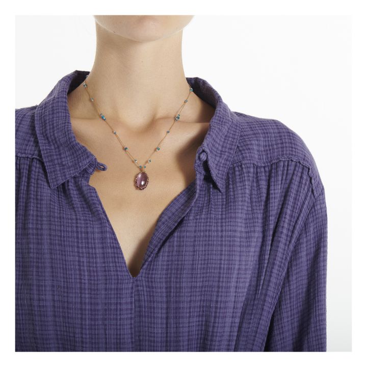 Collier Tibetan Court Purple Amethyste | Beige- Image produit n°1