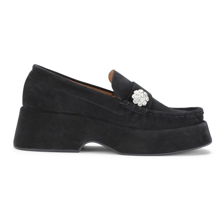 Mocassin Bijoux Cuir Suede | Noir- Image produit n°0