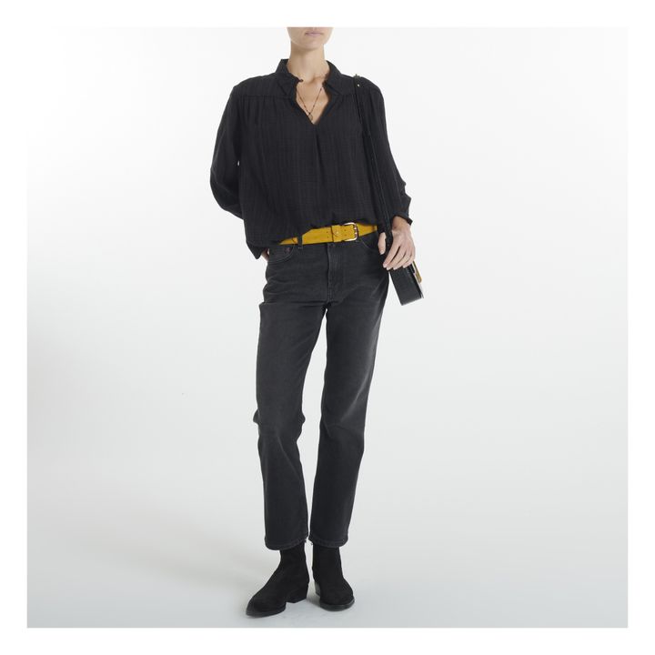 Utah Waffle Cotton Blouse | Nero carbone- Immagine del prodotto n°1