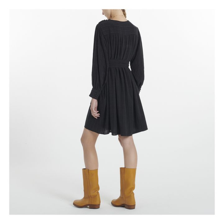 Malibu Waffle Cotton Dress | Nero carbone- Immagine del prodotto n°2