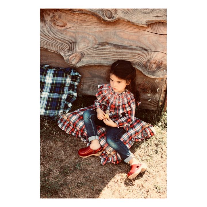 Hand Smocked Checkered Blouse | Red- Product image n°2