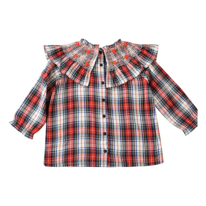 Hand Smocked Checkered Blouse | Red- Product image n°3