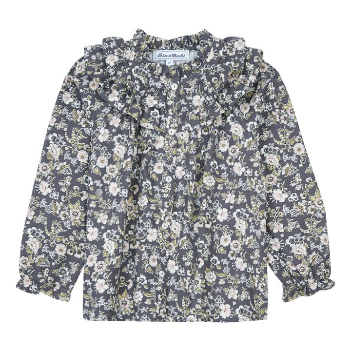 Floral Blouse | Charcoal grey- Product image n°0
