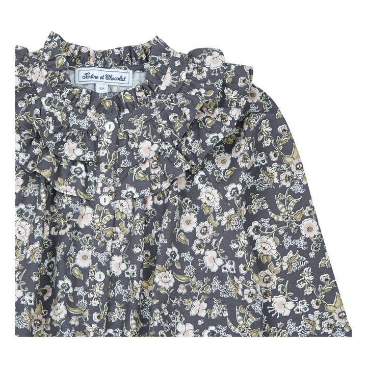 Floral Blouse | Charcoal grey- Product image n°1