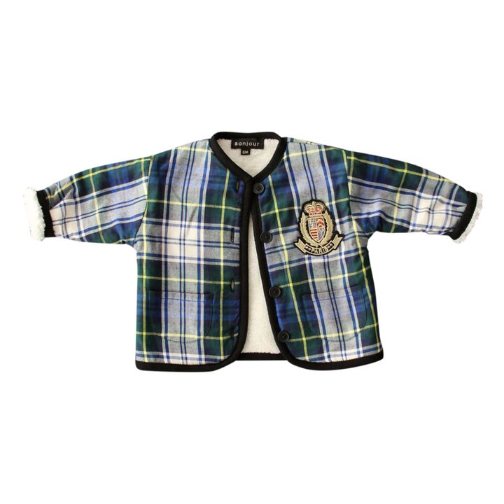 Reversible Checkered and Faux Fur Jacket | Azul Marino- Imagen del producto n°0