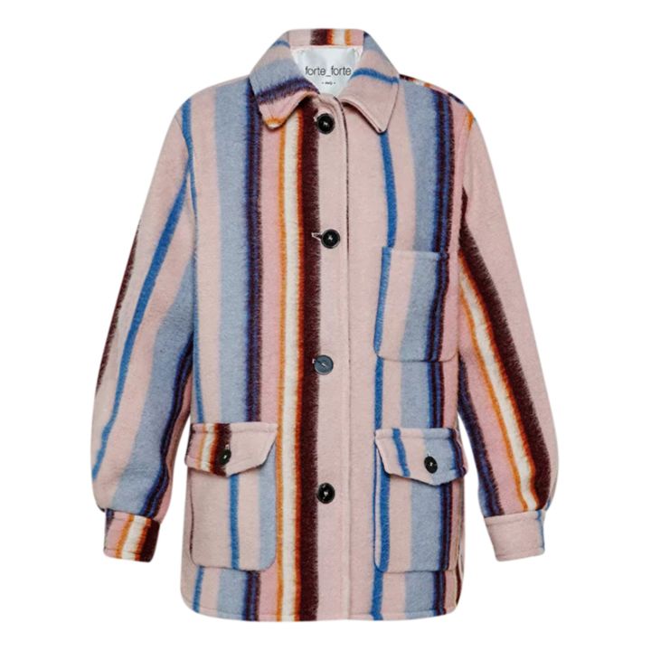 Manteau Cabane Rayures Laine | Bois de rose- Image produit n°0