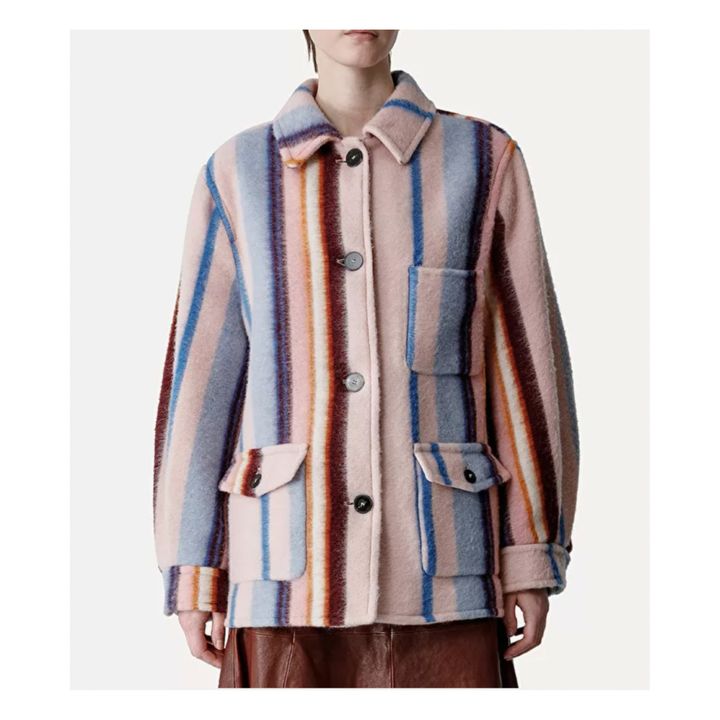 Manteau Cabane Rayures Laine | Bois de rose- Image produit n°3