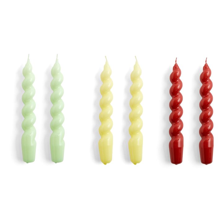 Spiral Candles - Set of 6 | Yellow green- Product image n°0