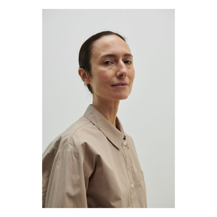 Edgar Organic Cotton Poplin Shirt | Beige- Immagine del prodotto n°4