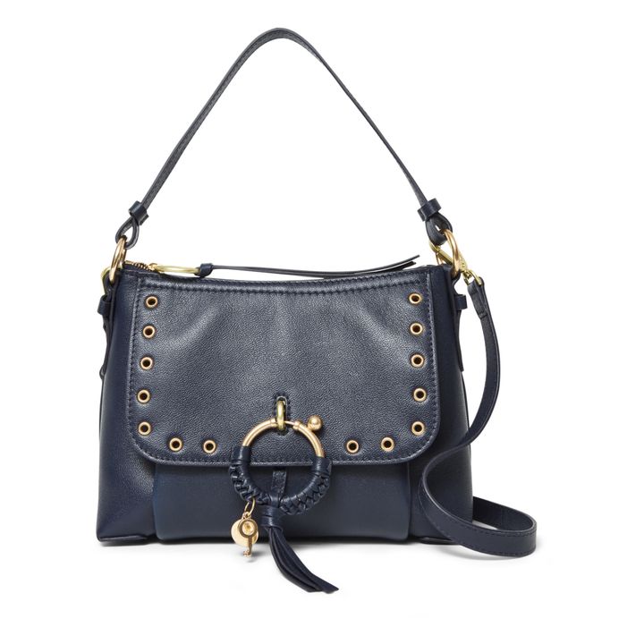 Joan Leather Eyelet Detail Bag | Graphite Blue- Imagen del producto n°0