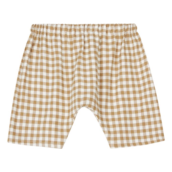 Short Coton Bio Carreaux Haru | Ecru- Image produit n°1