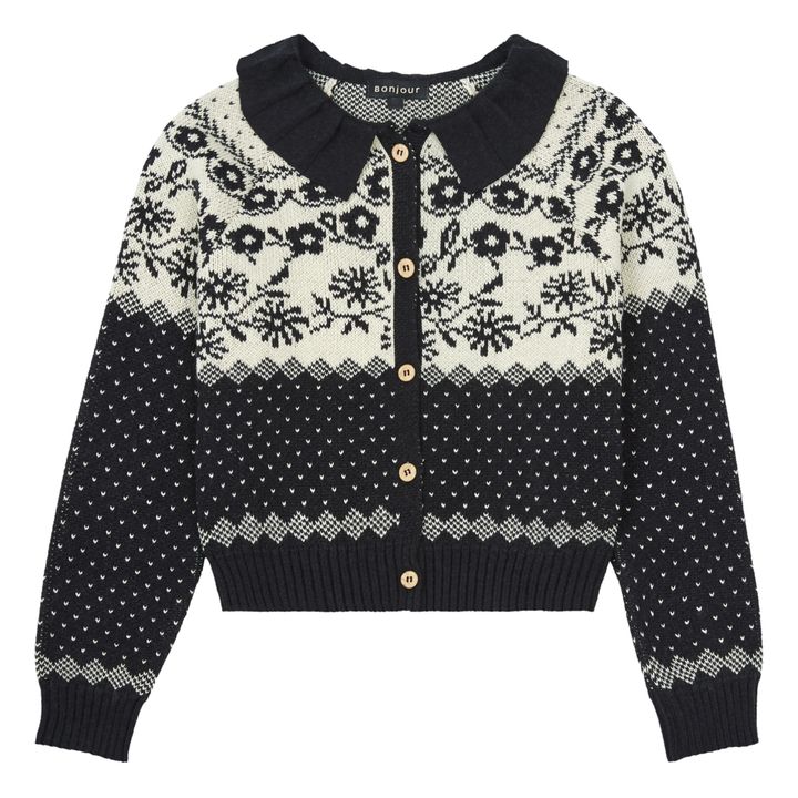 Organic Cotton Jacquard Cardigan | Nero- Immagine del prodotto n°0