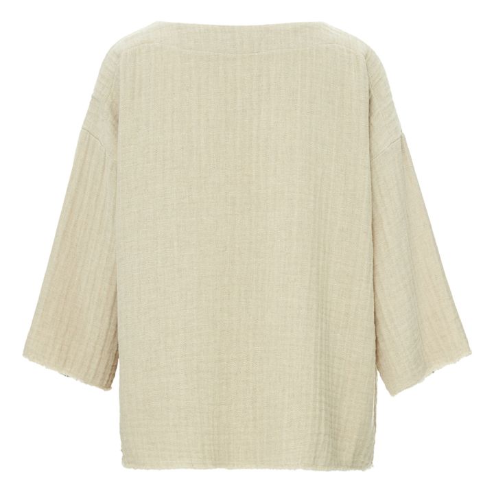 Cotton and Linen Boat Neck Top | Natural- Imagen del producto n°1