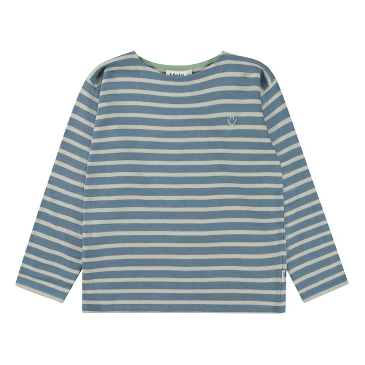 T-Shirt in cotone organico a righe Rilder | Blu- Immagine del prodotto n°0