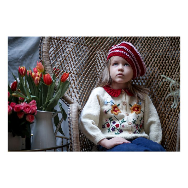 Stephanie Hand Embroidered Merino Wool Cardigan | Seidenfarben- Produktbild Nr. 2