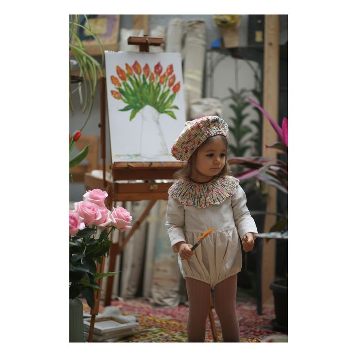 Barboteuse Lin Col Tricot Cordelia | Ecru- Image produit n°4