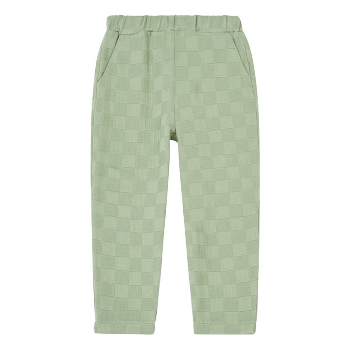 Organic Cotton Checked Trousers | Sage- Product image n°0