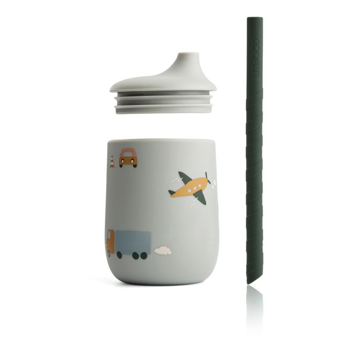 Ellis Silicone Cup with Straw | Grey blue- Product image n°1