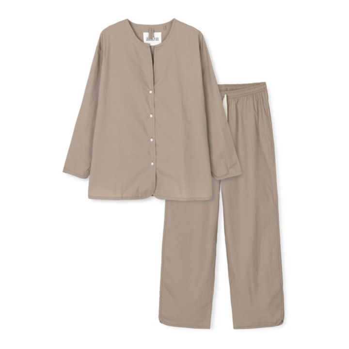 Organic Cotton Poplin Pyjamas | Marrón- Imagen del producto n°0