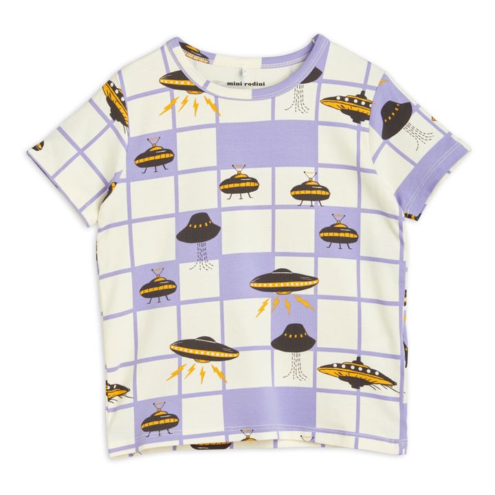 T-Shirt Coton Bio Carreaux | Ecru- Image produit n°0